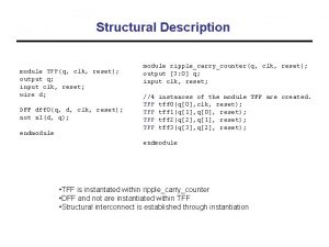 Structural Description module TFFq clk reset output q