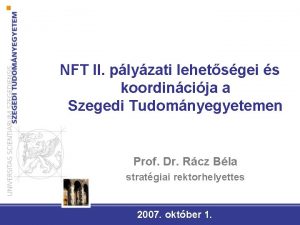 NFT II plyzati lehetsgei s koordincija a Szegedi