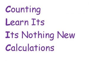 Counting Learn Its Nothing New Calculations Counting Learn
