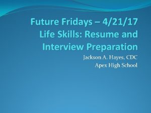 Future Fridays 42117 Life Skills Resume and Interview