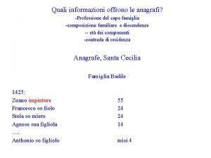 Quali informazioni offrono le anagrafi Professione del capo