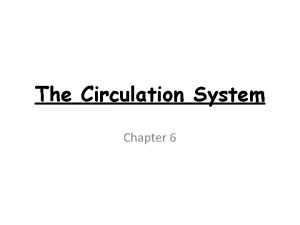 The Circulation System Chapter 6 The Circulation System