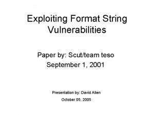 Exploiting Format String Vulnerabilities Paper by Scutteam teso