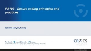 PA 193 Secure coding principles and practices Dynamic