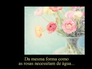 Da mesma forma como as rosas necessitam de