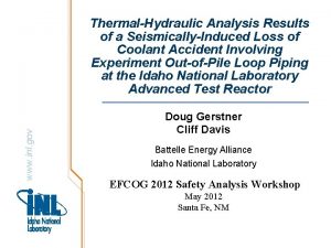 www inl gov ThermalHydraulic Analysis Results of a