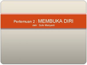 Pertemuan 2 MEMBUKA oleh Sulis Mariyanti DIRI GAME