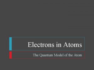 Electrons in Atoms The Quantum Model of the