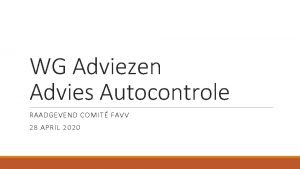 WG Adviezen Advies Autocontrole RAADGEVEND COMIT FAVV 28