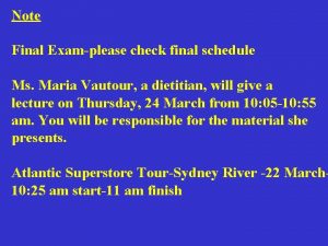 Note Final Examplease check final schedule Ms Maria