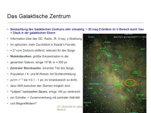 Das Galaktische Zentrum Beobachtung des Galaktischen Zentrums sehr