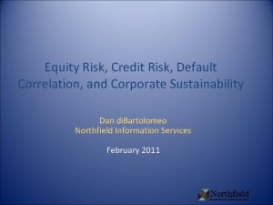 Equity Risk Credit Risk Default Correlation and Corporate