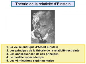 Thorie de la relativit dEinstein 1 La vie