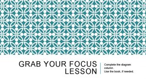 GRAB YOUR FOCUS LESSON Complete the diagram column