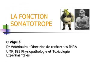 LA FONCTION SOMATOTROPE C Vigui Dr Vtrinaire Directrice