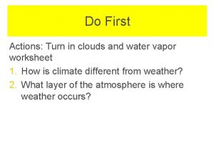 Do First Actions Turn in clouds and water