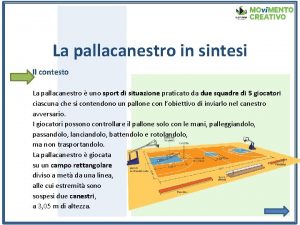 La pallacanestro in sintesi Il contesto La pallacanestro