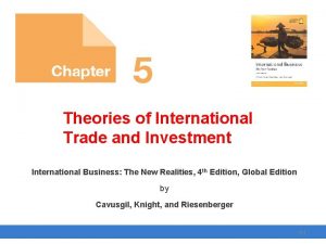 Theories of International Trade and Investment International Business