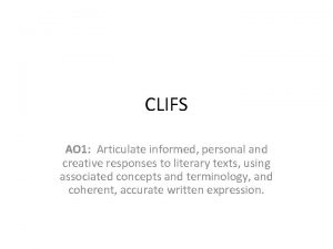 CLIFS AO 1 Articulate informed personal and creative