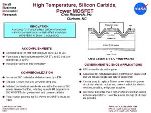 High Temperature Silicon Carbide Power MOSFET Small Business