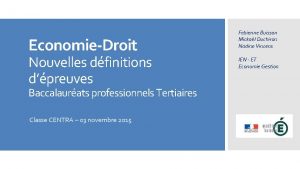 EconomieDroit Nouvelles dfinitions dpreuves Baccalaurats professionnels Tertiaires Classe