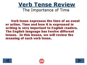 Verb Tense Review The Importance of Time Verb