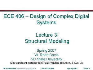 ECE 406 Design of Complex Digital Systems Lecture