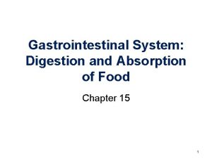 Gastrointestinal System Digestion and Absorption of Food Chapter