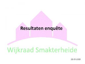 Resultaten enqute 21 05 2015 Agenda Inleiding door