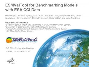 ESMVal Tool for Benchmarking Models with ESA CCI