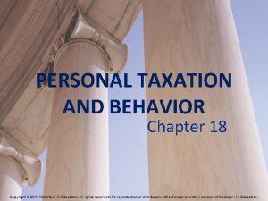 PERSONAL TAXATION AND BEHAVIOR Chapter 18 Income per