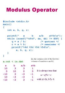 Modulus Operator include stdio h main int a Modulus Operator include stdio h main int a