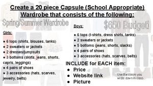 Create a 20 piece Capsule School Appropriate Wardrobe