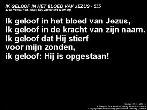 IK GELOOF IN HET BLOED VAN JEZUS 555