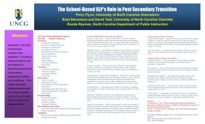 The SchoolBased SLPs Role in Post Secondary Transition