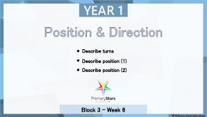 YEAR 1 Position Direction Describe turns Describe position