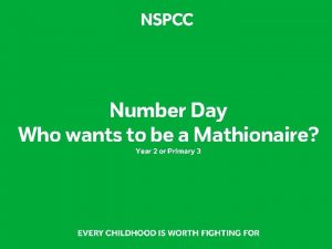 Number Day Who wants to be a Mathionaire