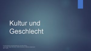 Kultur und Geschlecht Psychologische Gesprchsfhrung und Intervention Leora