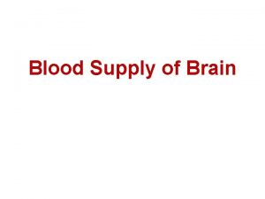 Blood Supply of Brain ARTERIES OF BRAIN 4
