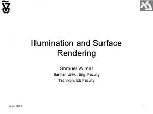 Illumination and Surface Rendering Shmuel Wimer Bar Ilan