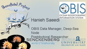 Hanieh Saeedi OBIS Data Manager DeepSea Node Postdoctoral