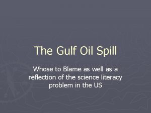 The Gulf Oil Spill Whose to Blame as