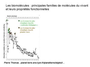 Les biomolcules principales familles de molcules du vivant