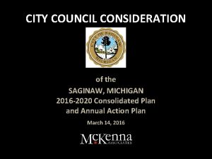 CITY COUNCIL CONSIDERATION of the SAGINAW MICHIGAN 2016