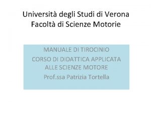 Universit degli Studi di Verona Facolt di Scienze