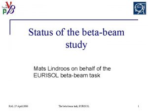 Status of the betabeam study Mats Lindroos on