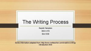 The Writing Process Kaylah Hampton EDCI 270 Erin