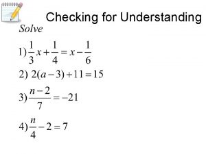 Checking for Understanding Answer Take out your Agenda