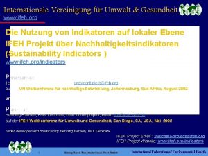 Internationale Vereinigung fr Umwelt Gesundheit www ifeh org