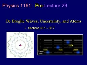 Physics 1161 PreLecture 29 De Broglie Waves Uncertainty